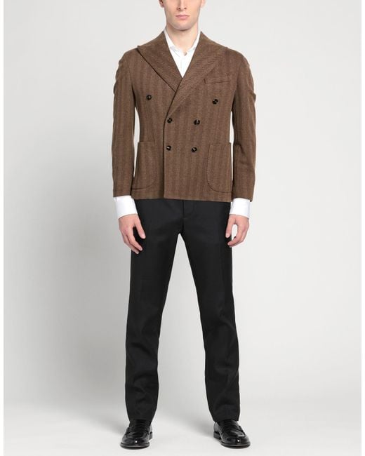 MULISH Brown Blazer Polyester, Cotton for men
