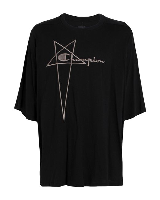 Rick Owens X Champion Black T-Shirt Cotton for men