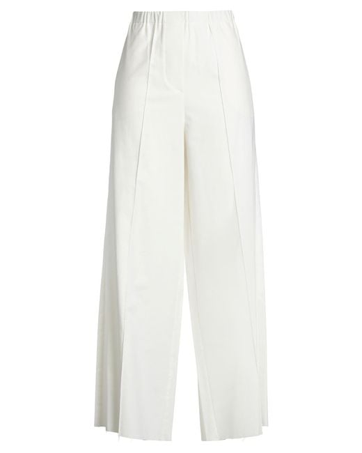 Alysi White Ivory Pants Polyester, Viscose, Elastane