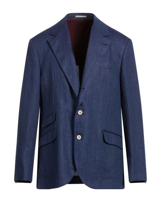 Brunello Cucinelli Blue Blazer Linen for men