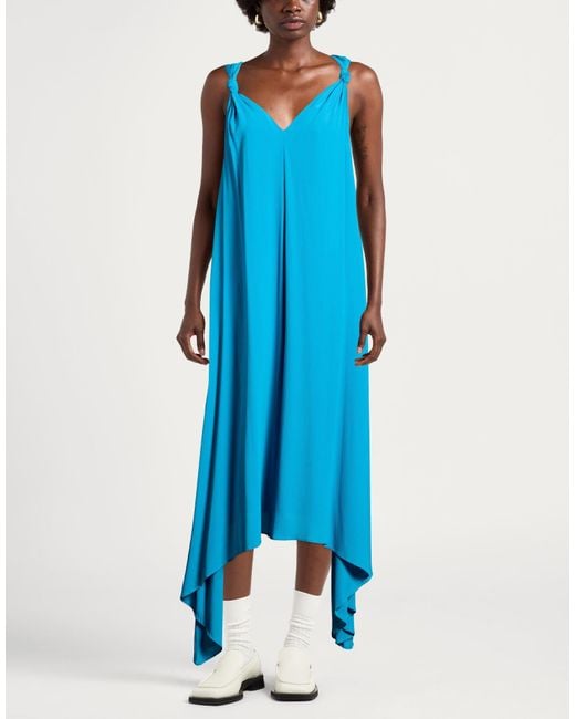 MEIMEIJ Blue Midi Dress Acetate, Silk