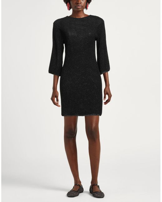 Kontatto Black Mini Dress Viscose, Cotton, Metallic Fiber