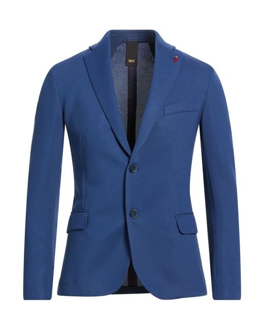 MULISH Blue Blazer Polyester, Elastane for men