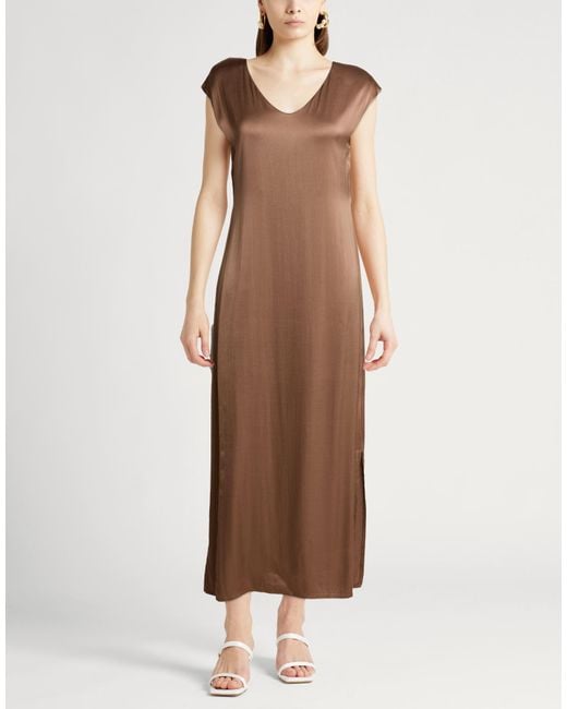 Daniele Fiesoli Brown Maxi Dress Viscose, Elastane