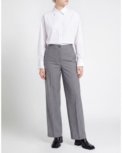 Semicouture Gray Pants Polyester, Virgin Wool, Elastane