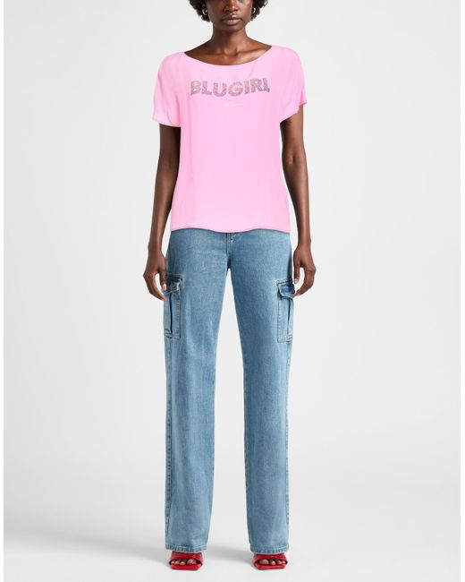Blugirl Blumarine Pink Top Acetate, Silk, Polyamide