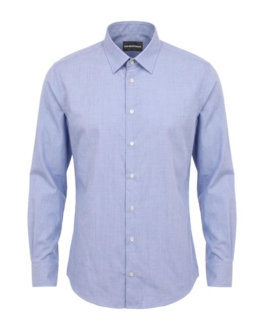 Emporio Armani Blue Shirt Cotton for men