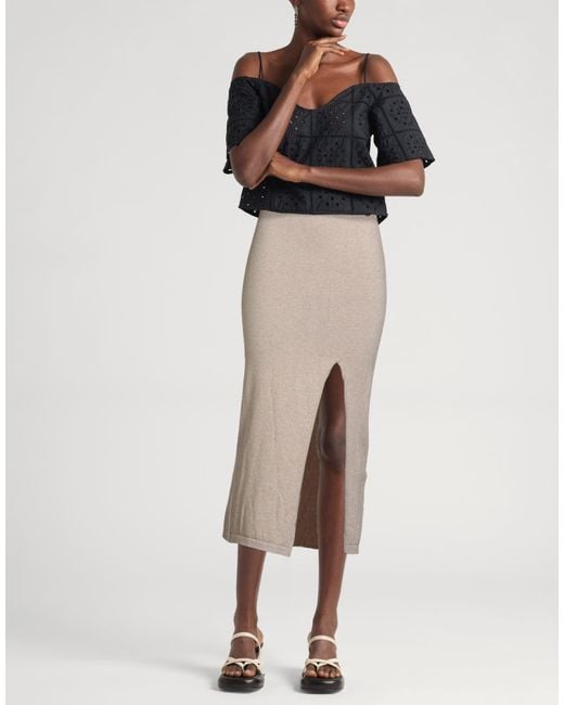 Dixie Natural Midi Skirt Viscose, Metallic Polyester, Polyamide, Polyester