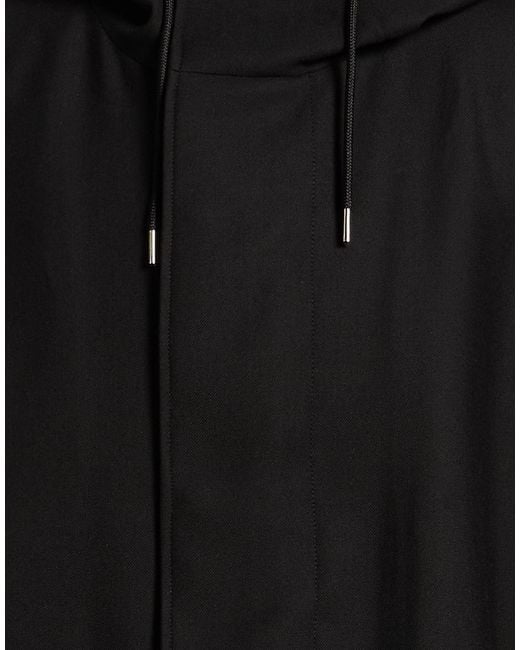 Sandro Black Coat Polyester, Virgin Wool for men