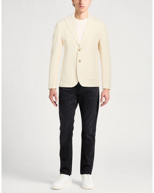 Manuel Ritz Natural Cream Blazer Cotton, Polyester for men