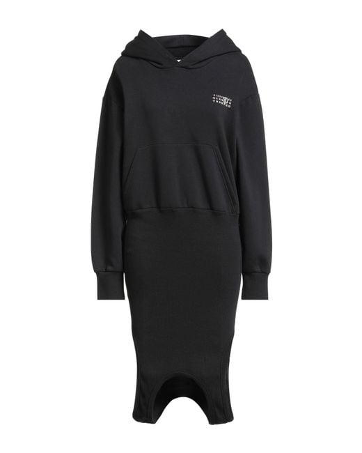 MM6 by Maison Margiela Black Midi Dress Cotton, Polyester
