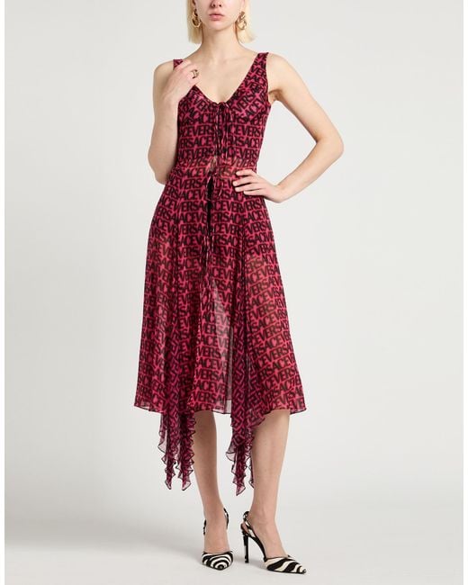 Versace Red Fuchsia Maxi Dress Silk
