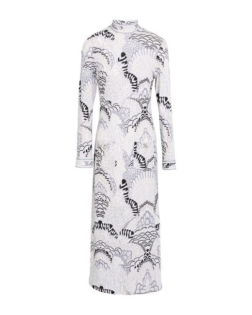 LEONARD Paris White Midi Dress Wool, Nylon