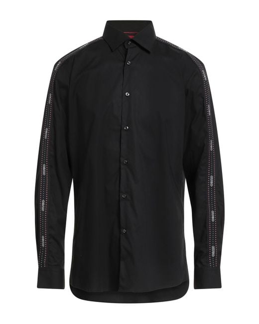 HUGO Black Shirt Cotton, Elastane for men