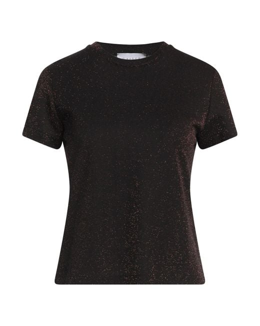 Gaelle Paris Black T-Shirt Polyurethane, Viscose, Metallic Fiber, Polyester, Elastane