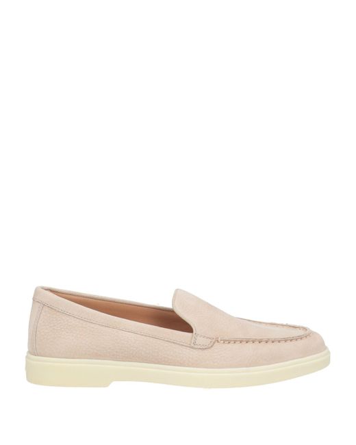 Santoni Natural Closed-Design Leather Loafers With Plush Lining