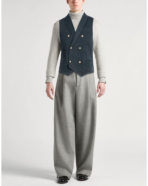 Eleventy Blue Tailored Vest Cotton, Elastane for men