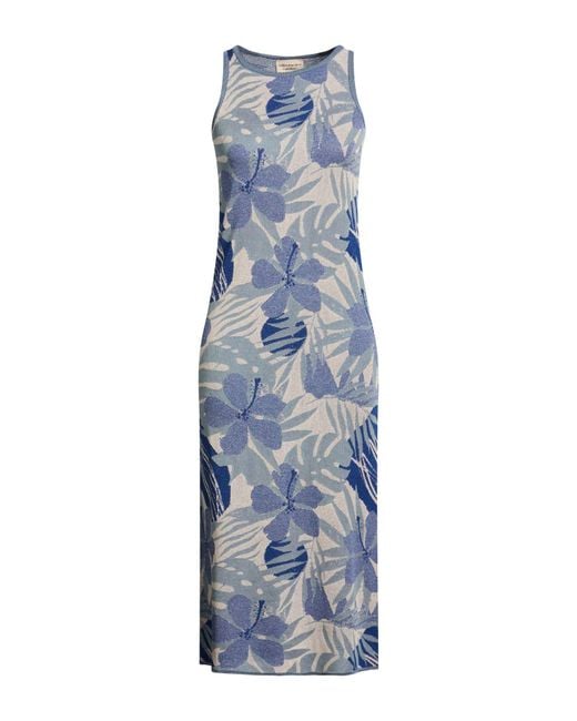 ALESSIA SANTI Blue Slate Midi Dress Viscose, Polyamide, Metallic Fiber, Polyester