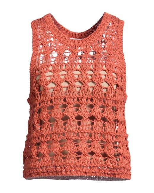 Brunello Cucinelli Red Brick Top Jute, Cotton, Polyamide