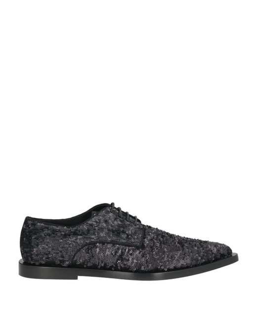Dolce & Gabbana Black Lace-Up Shoes Textile Fibers, Leather for men