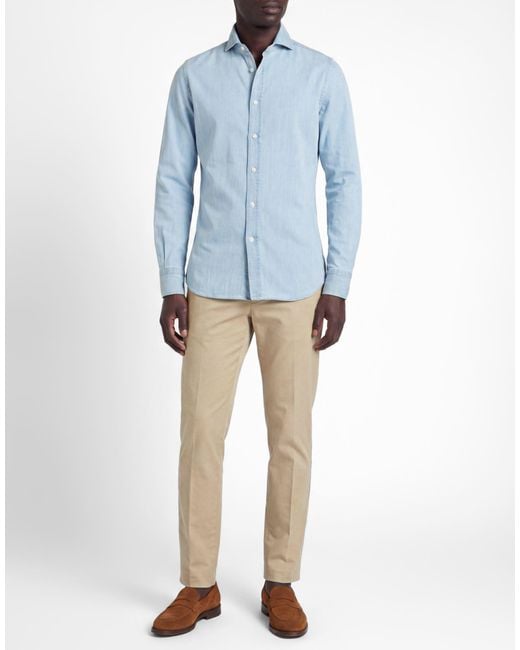 Moorer Blue Denim Shirt Cotton for men