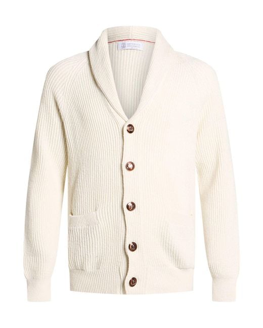 Brunello Cucinelli Natural Ivory Cardigan Cotton for men
