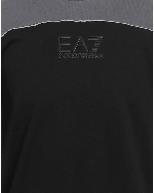 EA7 Black Sweatshirt Cotton, Polyester, Elastane for men