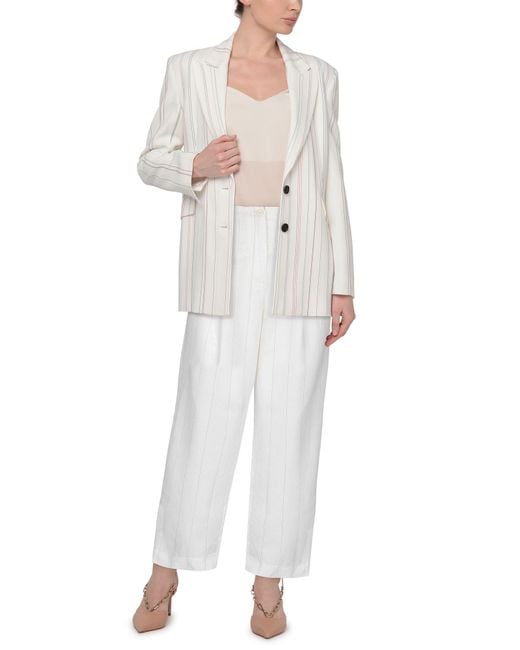 Malloni White Ivory Pants Viscose, Polyester