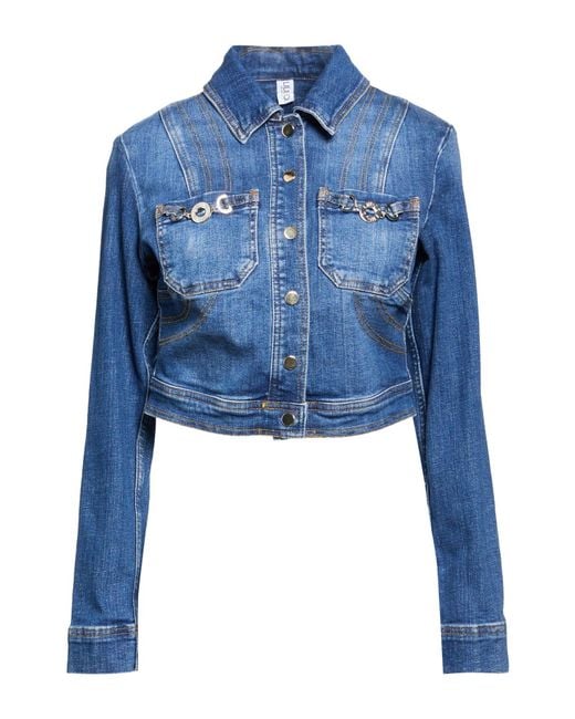 Liu Jo Blue Denim Outerwear Cotton, Elastane