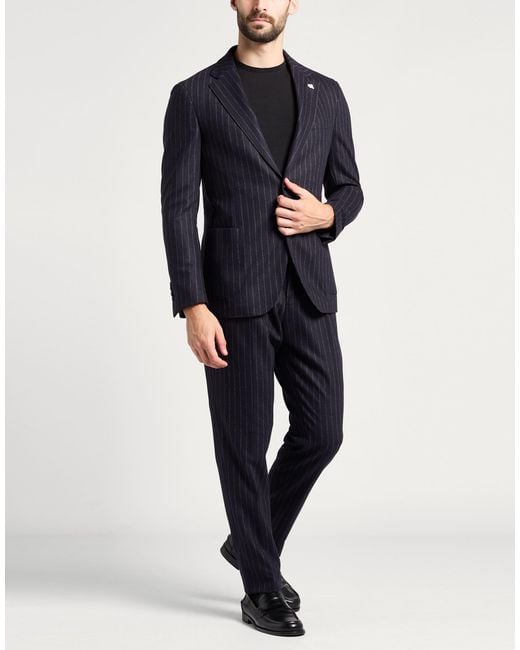 Lardini Blue Suit Wool, Cashmere, Elastane for men