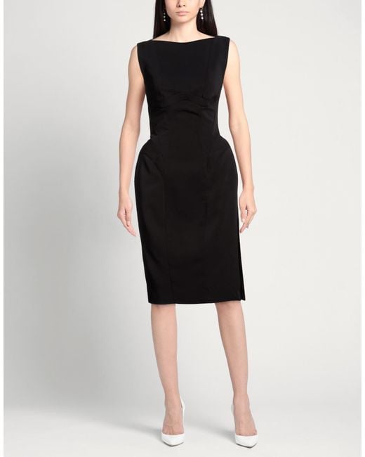 Mugler Black Midi Dress Viscose, Elastane