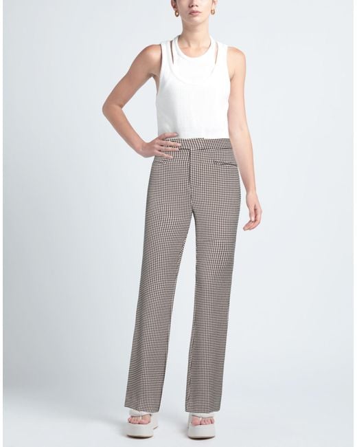 Isabelle Blanche Gray Pants Polyester, Viscose, Elastane
