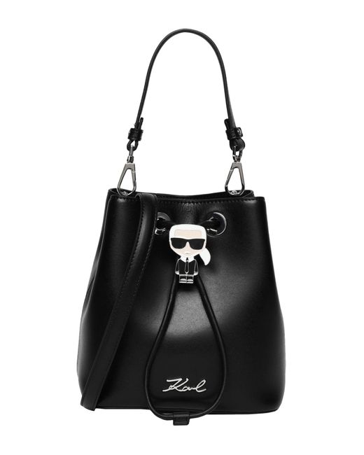 Karl Lagerfeld Leather Ikonik Bucket Bag Black - Save 60% - Lyst