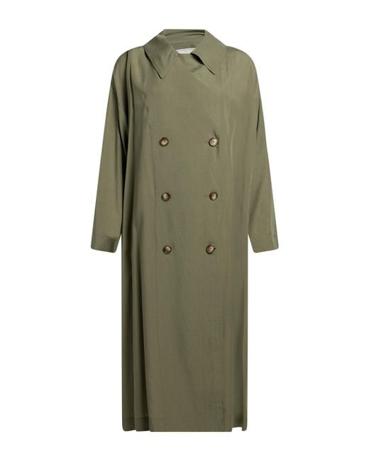 Compagnia Italiana Green Military Overcoat & Trench Coat Polyester, Elastane