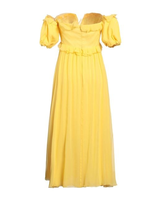 Giambattista Valli Yellow Midi Dress Silk, Polyamide