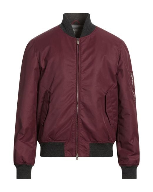 Brunello Cucinelli Red Burgundy Jacket Polyamide for men