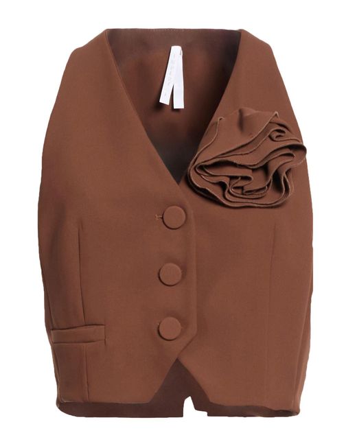 Imperial Brown Tailored Vest Polyester, Elastane