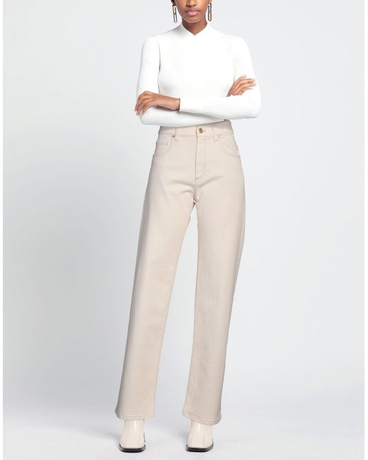 Brunello Cucinelli White Ivory Jeans Cotton, Elastane, Leather, Ecobrass