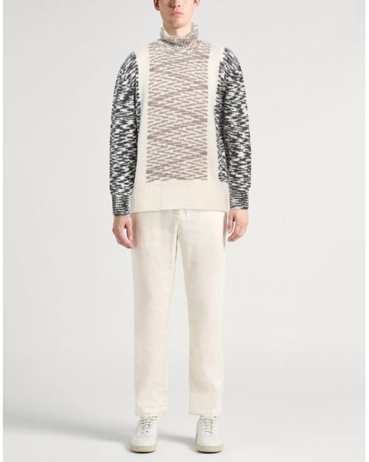 Daniele Fiesoli White Ivory Turtleneck Merino Wool, Polyamide, Recycled Nylon for men