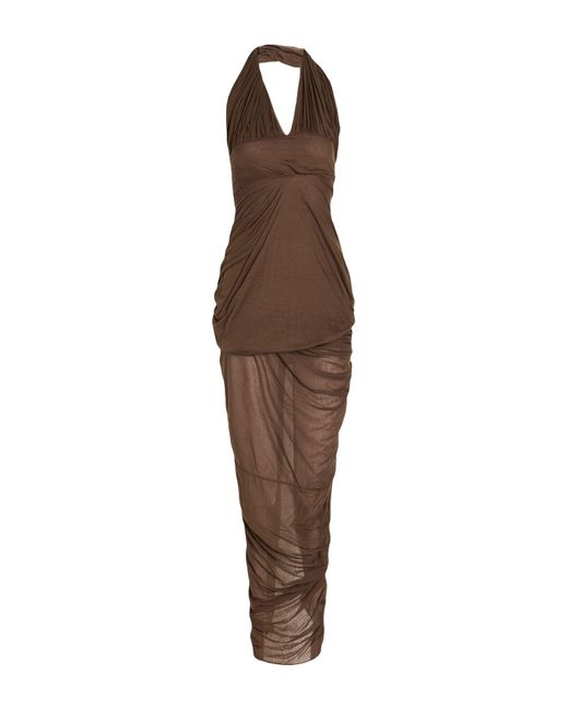 princess polly baby blue dress Rick Owens NASKA brown tornado dress with draping and pleats  spring 2012