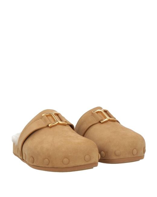 Chloé Brown Sand Mules & Clogs Leather