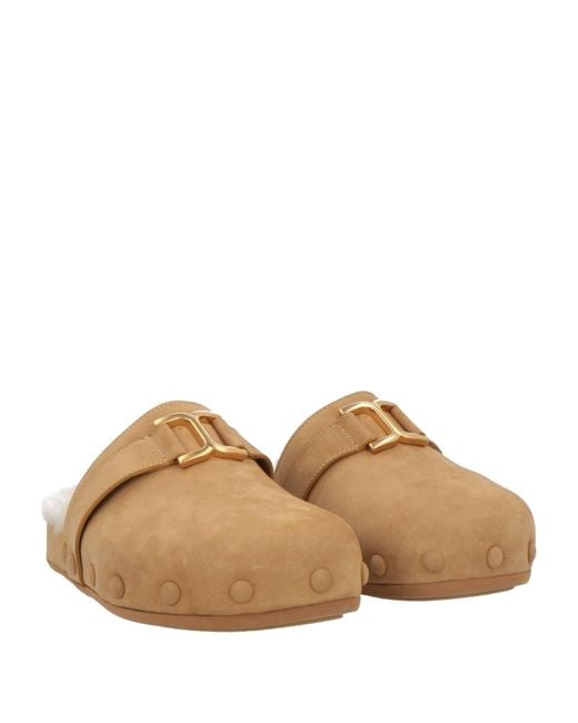 Chloé Brown Sand Mules & Clogs Leather