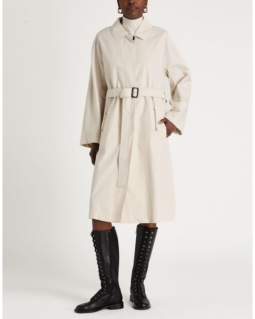 Max Mara White Overcoat & Trench Coat Cotton