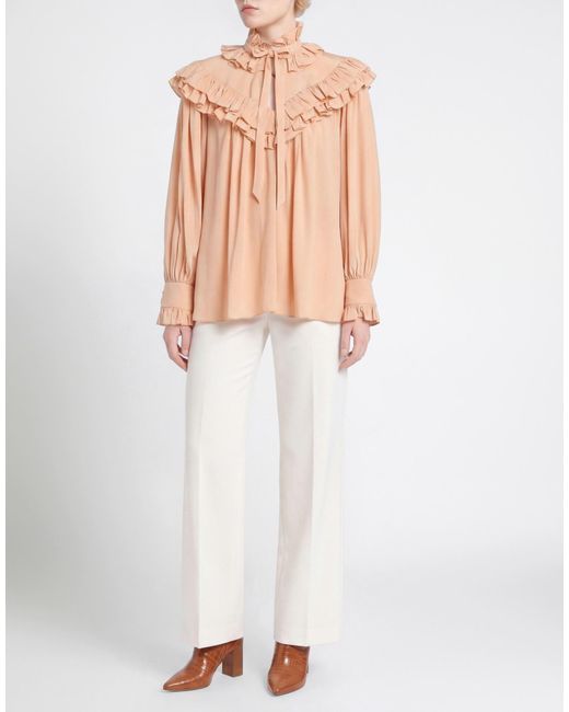 Chloé Natural Apricot Top Silk, Acetate