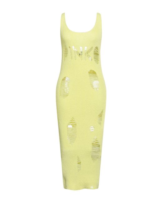 Pinko Yellow Midi Dress Cotton, Polyester