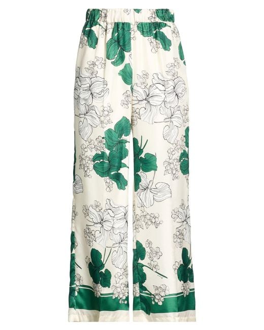 P.A.R.O.S.H. Green Ivory Pants Silk
