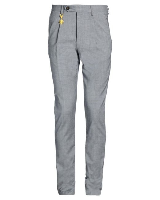 Manuel Ritz Gray Light Pants Wool, Elastane for men