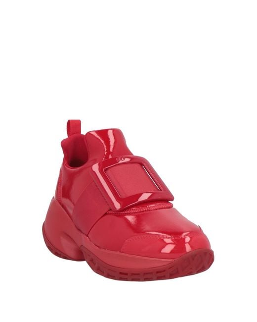 Roger Vivier Red Sneakers Leather, Textile Fibers
