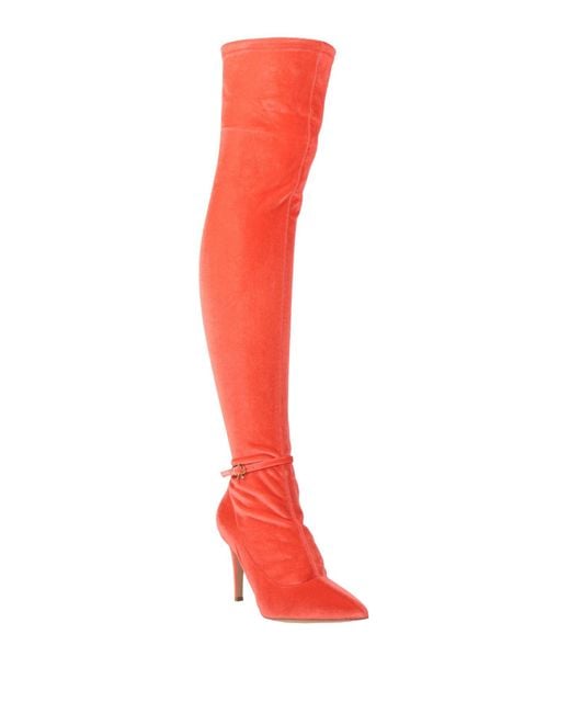 Gianvito Rossi Red Boot Textile Fibers