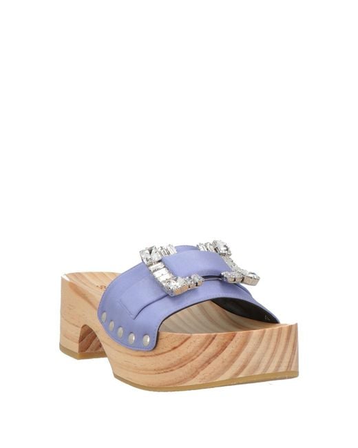 Sergio Rossi Blue Lilac Mules & Clogs Textile Fibers